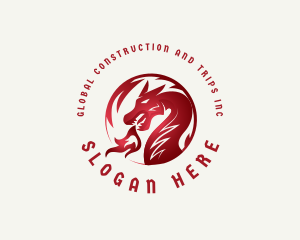 Fire Dragon Creature logo design