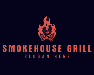 Barbecue - Flame Chicken Barbecue logo design