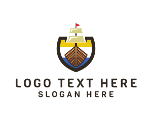 Ship - Maritime Galleon Ship logo design