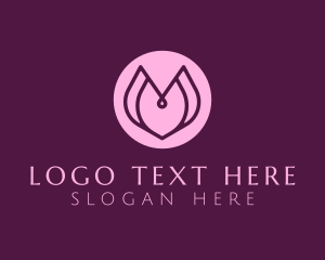 Lotus - Pink & Purple Flower Letter M logo design