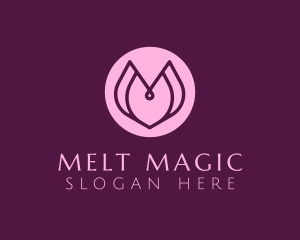 Pink & Purple Flower Letter M logo design