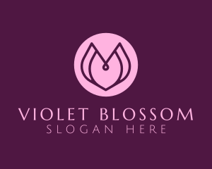 Purple And Pink - Pink & Purple Flower Letter M logo design