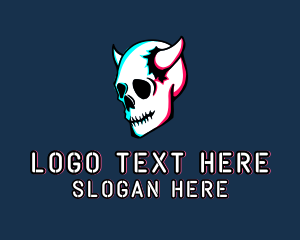 Glitch - Skull Demon Horns logo design