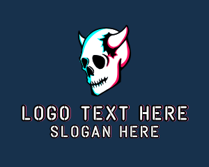 Anaglyph - Skull Demon Horns logo design