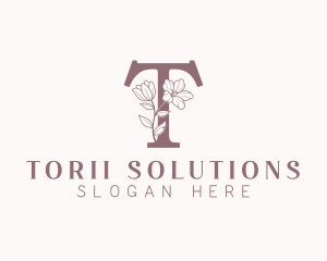 Wellness Flower Spa Letter T logo design