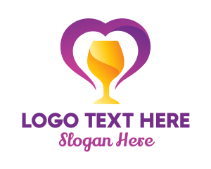 Romantic - Heart Wine Goblet logo design