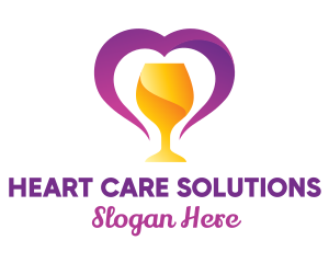 Heart Wine Goblet logo design