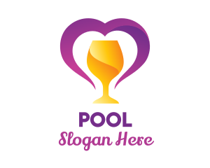 Stroke - Heart Wine Goblet logo design