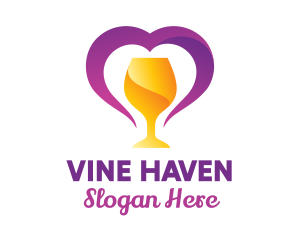 Heart Wine Goblet logo design