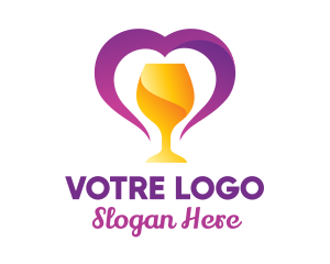 Bistro - Heart Wine Goblet logo design