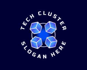 Cluster - Tech Cube Cluster logo design