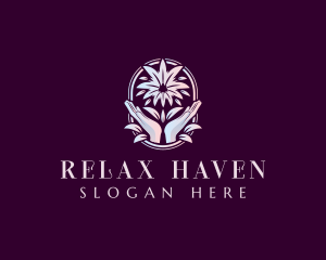 Flower Hand Relaxation logo design