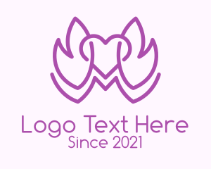 Valentine - Purple Leaves heart logo design