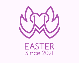 Purple Leaves heart  logo design