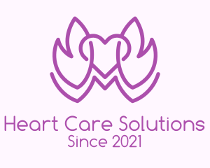 Purple Leaves heart  logo design