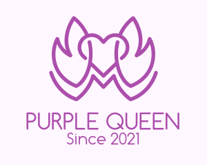 Purple Leaves heart  logo design