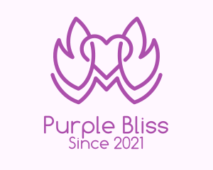 Purple Leaves heart  logo design