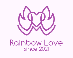 Purple Leaves heart  logo design