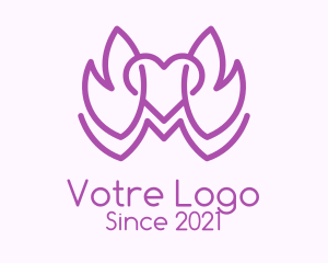 Outline - Purple Leaves heart logo design