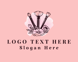 Aesthetic - Floral Makeup Brushes logo design