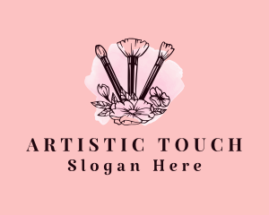 Floral Makeup Brushes logo design