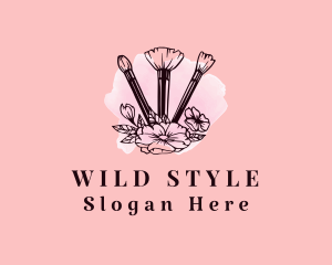 Floral Makeup Brushes logo design