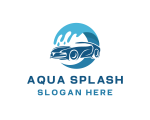 Blue Car Water Splash logo design