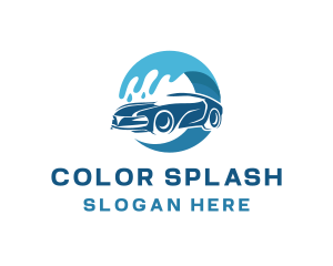 Blue Car Water Splash logo design