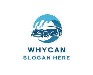 Wash Service - Blue Car Water Splash logo design