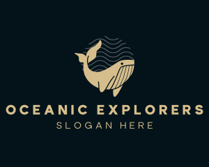 Marine Biology - Gold Ocean Whale logo design