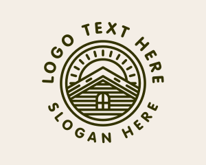 Lodge - Wooden Roof Cottage Cabin logo design