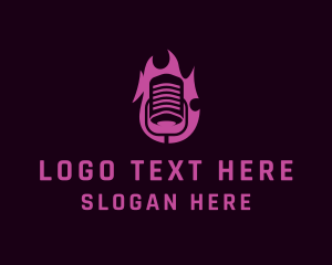 Vlogger - Fire Microphone Podcast logo design