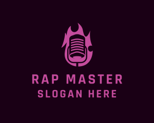 Rap - Fire Microphone Podcast logo design