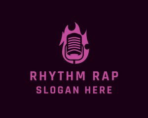 Rap - Fire Microphone Podcast logo design