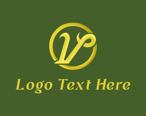 Vitality - Gold Circle Letter V logo design