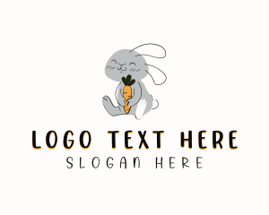 Pet Grooming - Bunny Carrot Cartoon logo design