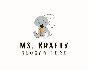 Bunny Carrot Cartoon Logo