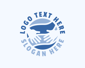 Globe - Blue Global Hands Charity logo design