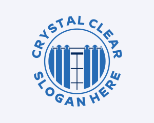 Window Cleaning - Curtain Drapery Window logo design