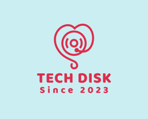 Disk - Heart Record Player logo design