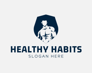 Dietitian - Man Muscle Shield logo design