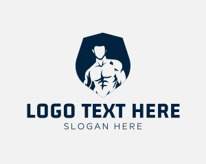 Personal Trainer - Man Muscle Shield logo design