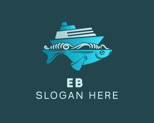 Fish - Blue Fishing Boat logo design