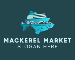 Mackerel - Blue Fishing Boat logo design