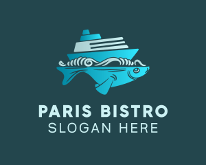 Blue Fishing Boat logo design