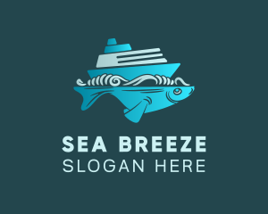 Blue Fishing Boat logo design