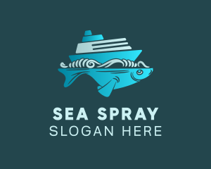 Blue Fishing Boat logo design