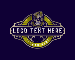 Skeleton - Skull Venom Snake logo design