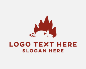 Pig - Fire Pig Roasting logo design