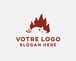 Roast - Fire Pig Roasting logo design